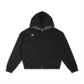 Unisex Contrast Plaid Boxy Zip Hoodie