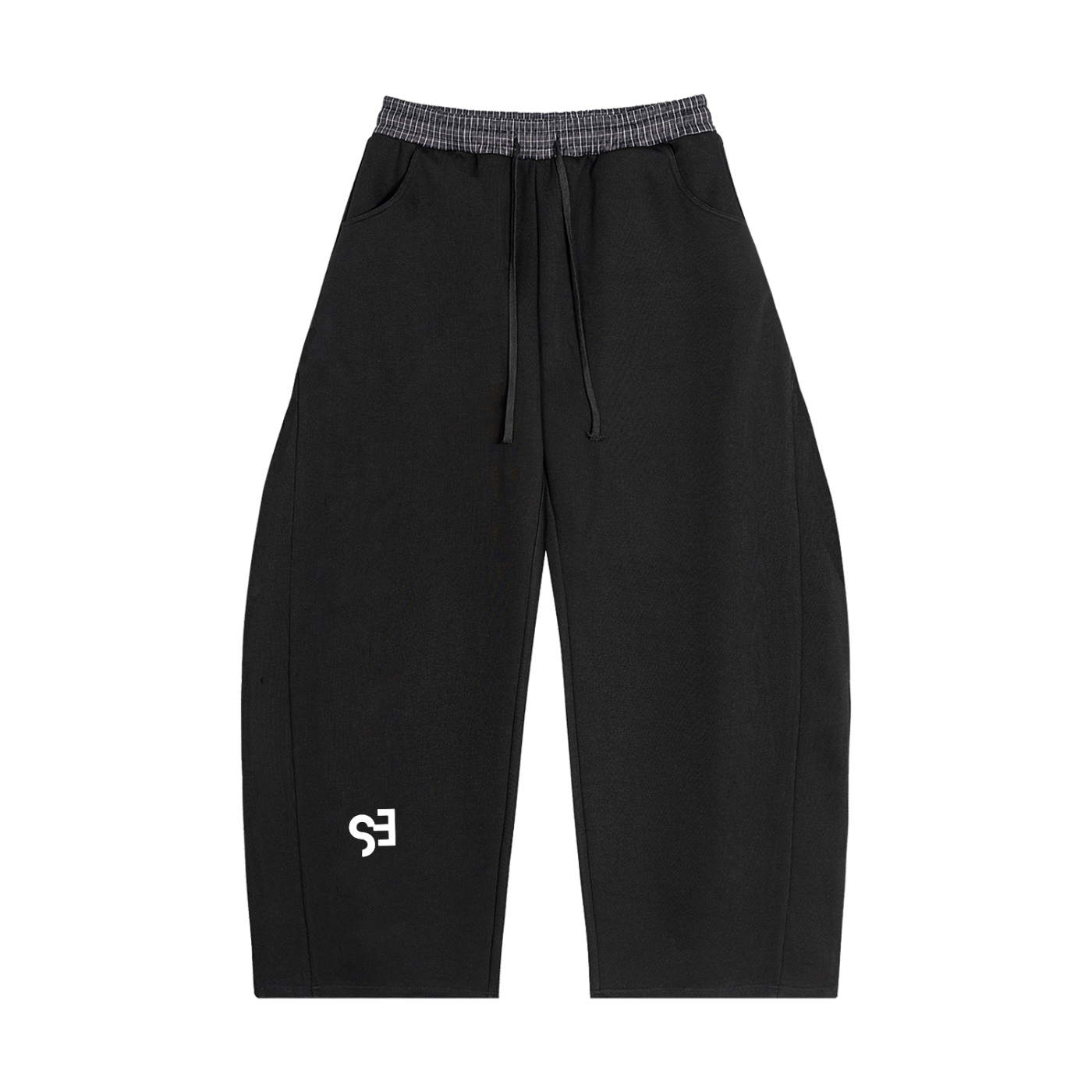 Unisex Plaid Waistband Barrel Sweatpants