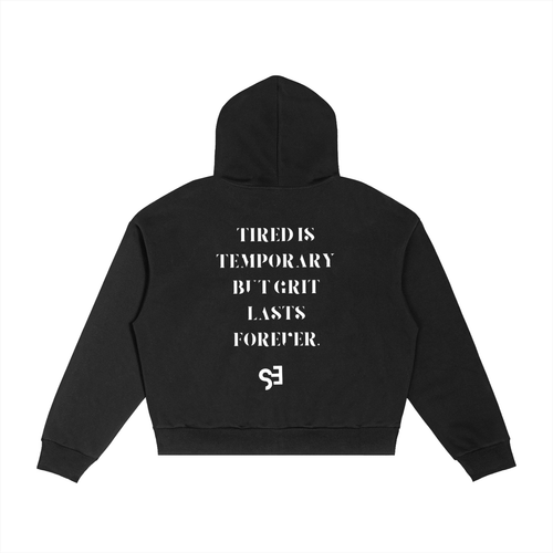 Unisex Contrast Plaid Boxy Zip Hoodie