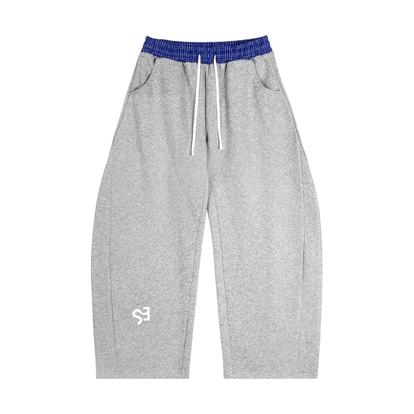 Unisex Plaid Waistband Barrel Sweatpants