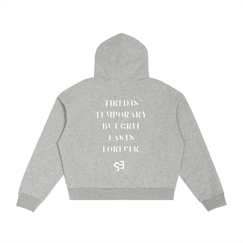 Unisex Contrast Plaid Boxy Zip Hoodie